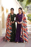 Blissfull ZAri Thread Sequins Zari Worked Gown With Dupatta - women's fashion mart