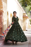 Blissfull ZAri Thread Sequins Zari Worked Gown With Dupatta - women's fashion mart