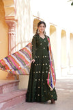 Blissfull ZAri Thread Sequins Zari Worked Gown With Dupatta - women's fashion mart