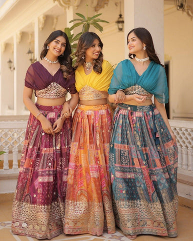 Blue color lehenga with crop blouse - women's fashion mart