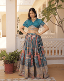 Blue color lehenga with crop blouse - women's fashion mart