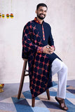 Navratri Collection Blue Men's Kurta with Embroidered Dupatta  women's fashion mart