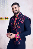 Blue Color Mens Kurta with Embroidered Heavy Dupatta Navratri Collection -Men's Wear XXL SIZE women's fashion mart