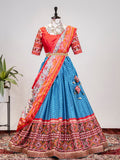 Blue Color Leheriya Patola Print Chinon Lehenga Choli - women's fashion mart