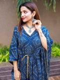 Blue Color Digital Bandhej Print Pure Gaji Silk Kaftan - women's fashion mart