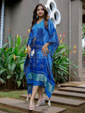 Blue Color Digital Bandhej Printed Pure Gaji Silk Kaftan - women's fashion mart