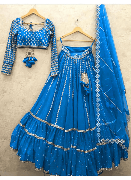 Blue Stylish Party Wear Lehenga Choli for All Ceremonial Occasion - women's fashion mart
