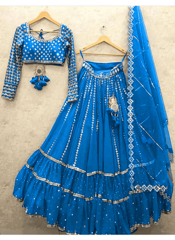 Blue Stylish Party Wear Lehenga Choli for All Ceremonial Occasion - women's fashion mart