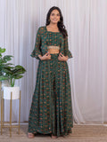 Georgette Crop-Top & Sharara Set -Co-Ord Semi Stitched women's fashion mart