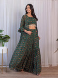 Georgette Crop-Top & Sharara Set -Co-Ord Semi Stitched women's fashion mart