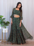 Georgette Crop-Top & Sharara Set -Co-Ord Semi Stitched women's fashion mart