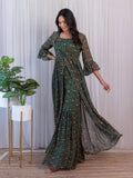 Georgette Crop-Top & Sharara Set -Co-Ord Semi Stitched women's fashion mart