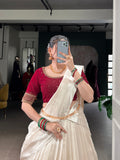 Maroon Color Viscose Border Poly Tasar Lehenga Choli