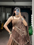 Garba Wear Brown Color Lehenga choli