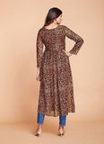 Brown Georgette Western Wear Kurti with Printed Design -Kurti Semi Stitched women's fashion mart