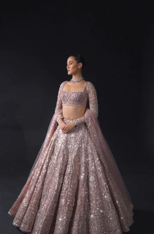 Blush Pink Colour Designer Embroidery Sequence Work Lehenga Choli  women's fashion mart