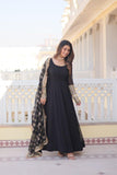Charming Faux Georgette Sequins Embroidered Gown With Dupatta - women's fashion mart