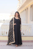 Charming Faux Georgette Sequins Embroidered Gown With Dupatta - women's fashion mart