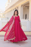 Charming Faux Georgette Sequins Embroidered Gown With Dupatta - women's fashion mart