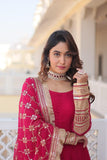 Charming Faux Georgette Sequins Embroidered Gown With Dupatta - women's fashion mart