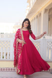 Charming Faux Georgette Sequins Embroidered Gown With Dupatta - women's fashion mart