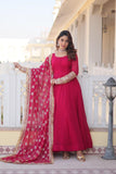 Charming Faux Georgette Sequins Embroidered Gown With Dupatta - women's fashion mart