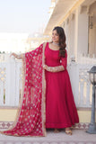 Charming Faux Georgette Sequins Embroidered Gown With Dupatta - women's fashion mart