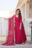 Charming Faux Georgette Sequins Embroidered Gown With Dupatta - women's fashion mart