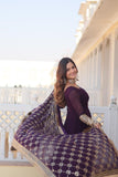 Charming Faux Georgette Sequins Embroidered Gown With Dupatta - women's fashion mart