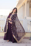 Charming Faux Georgette Sequins Embroidered Gown With Dupatta - women's fashion mart
