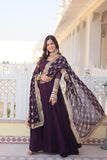 Charming Faux Georgette Sequins Embroidered Gown With Dupatta - women's fashion mart
