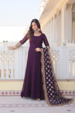 Charming Faux Georgette Sequins Embroidered Gown With Dupatta - women's fashion mart