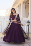 Charming Faux Georgette Sequins Embroidered Gown With Dupatta - women's fashion mart
