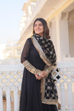Charming Faux Georgette Sequins Embroidered Gown With Dupatta - women's fashion mart