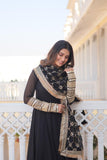 Charming Faux Georgette Sequins Embroidered Gown With Dupatta - women's fashion mart