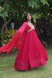 Charming Faux Georgette Zari Sequins Worked Gown - women's fashion mart