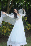 Charming Faux Georgette Zari Sequins Worked Gown -Gowns White / M women's fashion mart