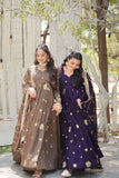 Charming Vichitra Shimmer Rich Sequins Embroidered Gown -Gowns Beige / M women's fashion mart
