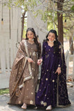 Charming Vichitra Shimmer Rich Sequins Embroidered Gown -Gowns Beige / M women's fashion mart