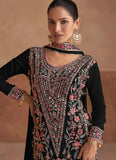 Attractive Chinon Black Embroidered Salwar Kameez - women's fashion mart
