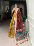Mustard Color Plain With Lace Touch Up Chinon Silk Lehenga Choli - women's fashion mart