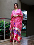 Pink & White Color Digital Print Pure Gaji Silk Kaftan -kaftan Default Title women's fashion mart