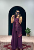 Wine Colour Indo Western Style Kurti With Palazzo -Designer Suit Purple women's fashion mart