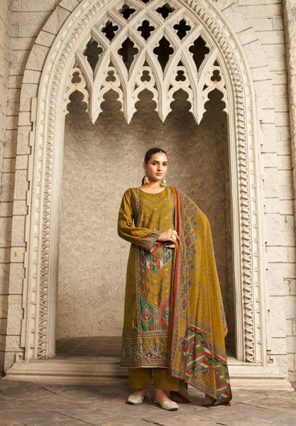 Mustard Viscose Muslin Salwar Suit with Digital Print - women's fashion mart
