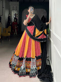 Yellow Color Bandhej And Ajarakh Printed Rayon Chaniya Choli