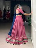 Dusty Pink Color Lace Touch Up Rayon Chaniya Choli
