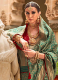 Dark Green Banarasi Silk Jacquard Weaving Classic Saree - women's fashion mart
