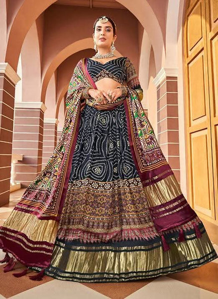 Dashing Digital Print Art Silk Black Lehenga Choli -Lehenga Choli XS women's fashion mart