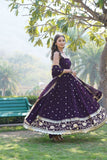 Dazzling Faux Georgette Sequins Embroidered Gown -Gowns White / M women's fashion mart