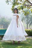 Dazzling Faux Georgette Sequins Embroidered Gown -Gowns White / M women's fashion mart